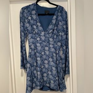 Intermix blue cornflower 100% silk dress with open back detail